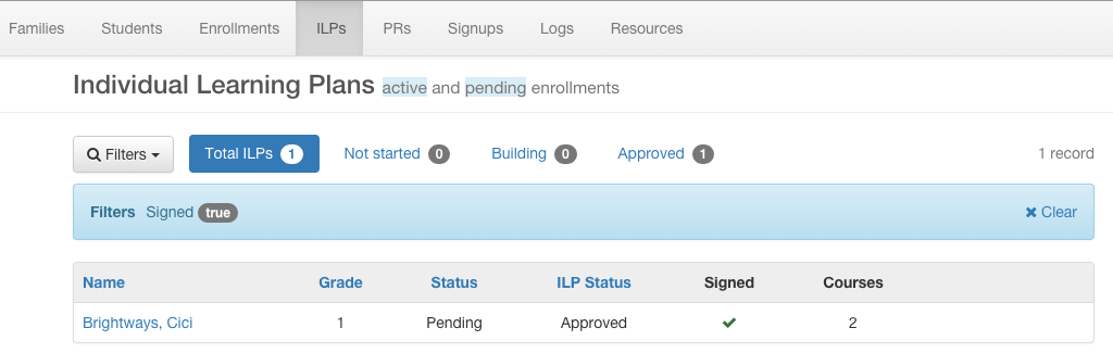 ilp signature results